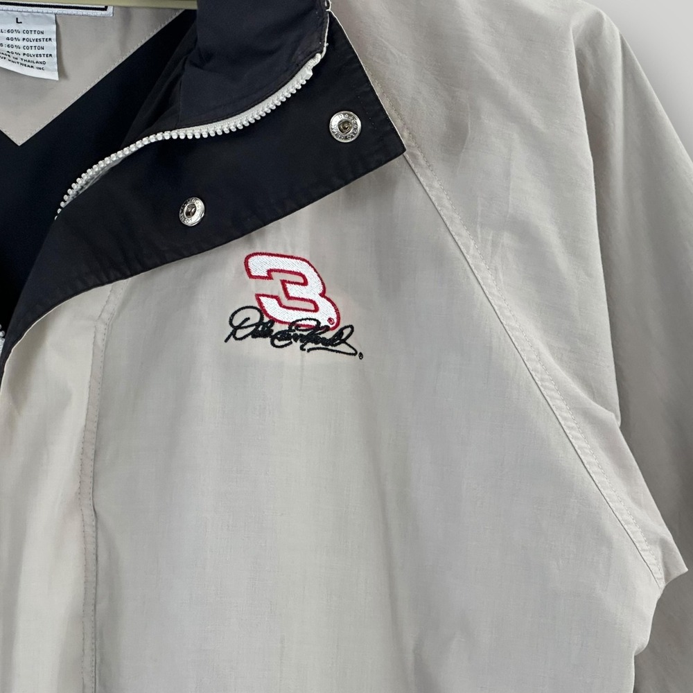 Dale Earnhardt‎ Jacket Mens L Beige Hooded NASCAR Auto Racing Chase Authentics